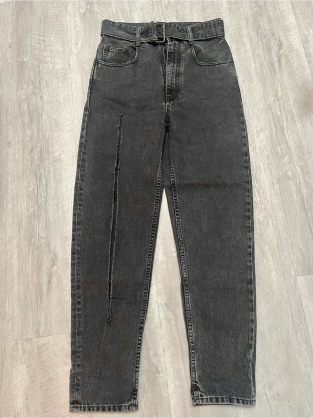 Maison Martin Margiela Black and Grey Care Label Detail Designer women jeans